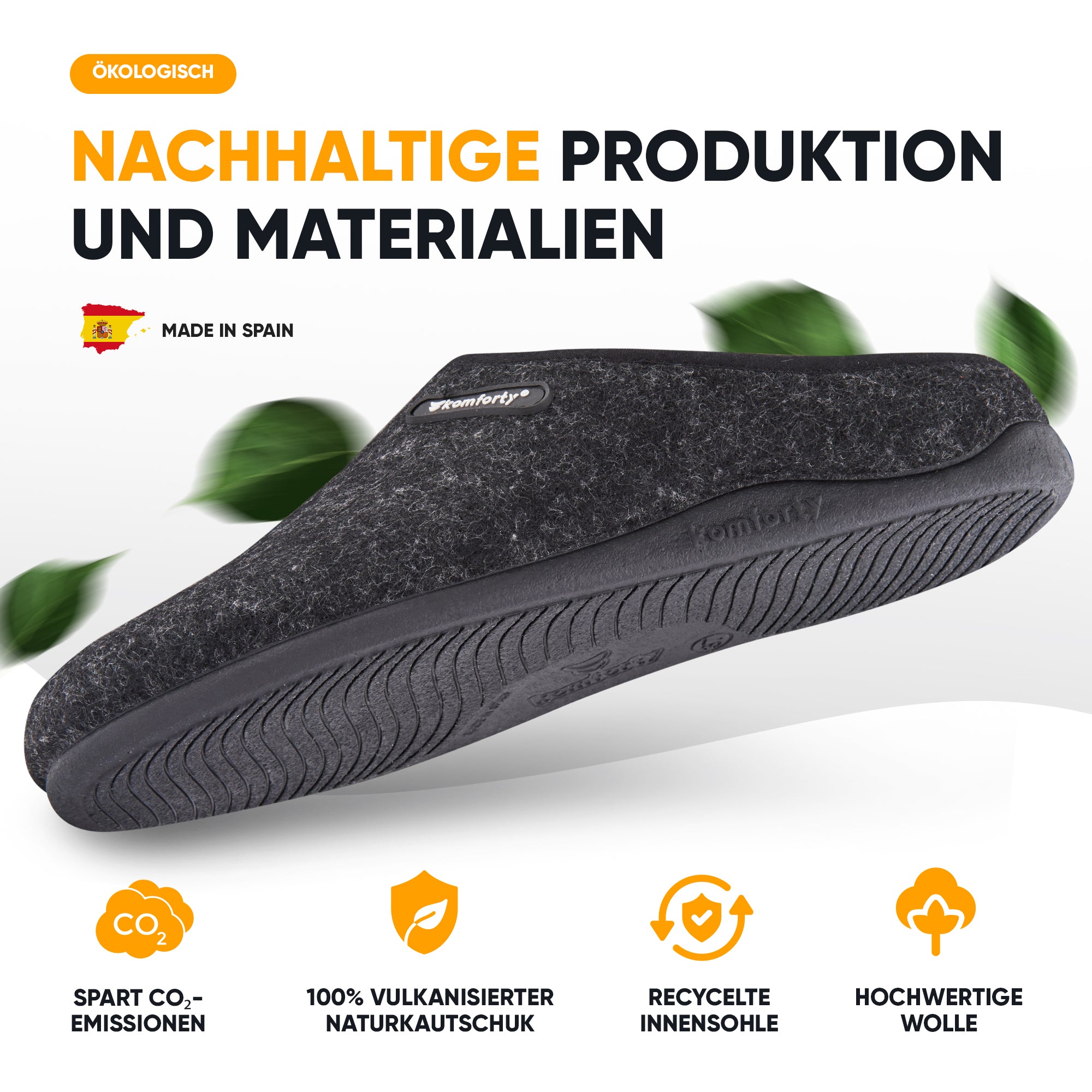 KOMFORTY® Hausschuhe - Warme Füße mit natürlicher Wolle