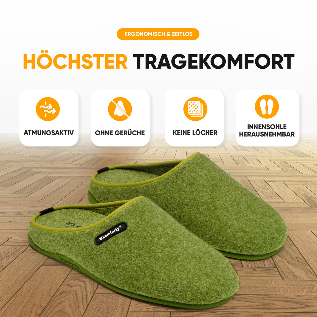 KOMFORTY® Hausschuhe - Warme Füße mit natürlicher Wolle