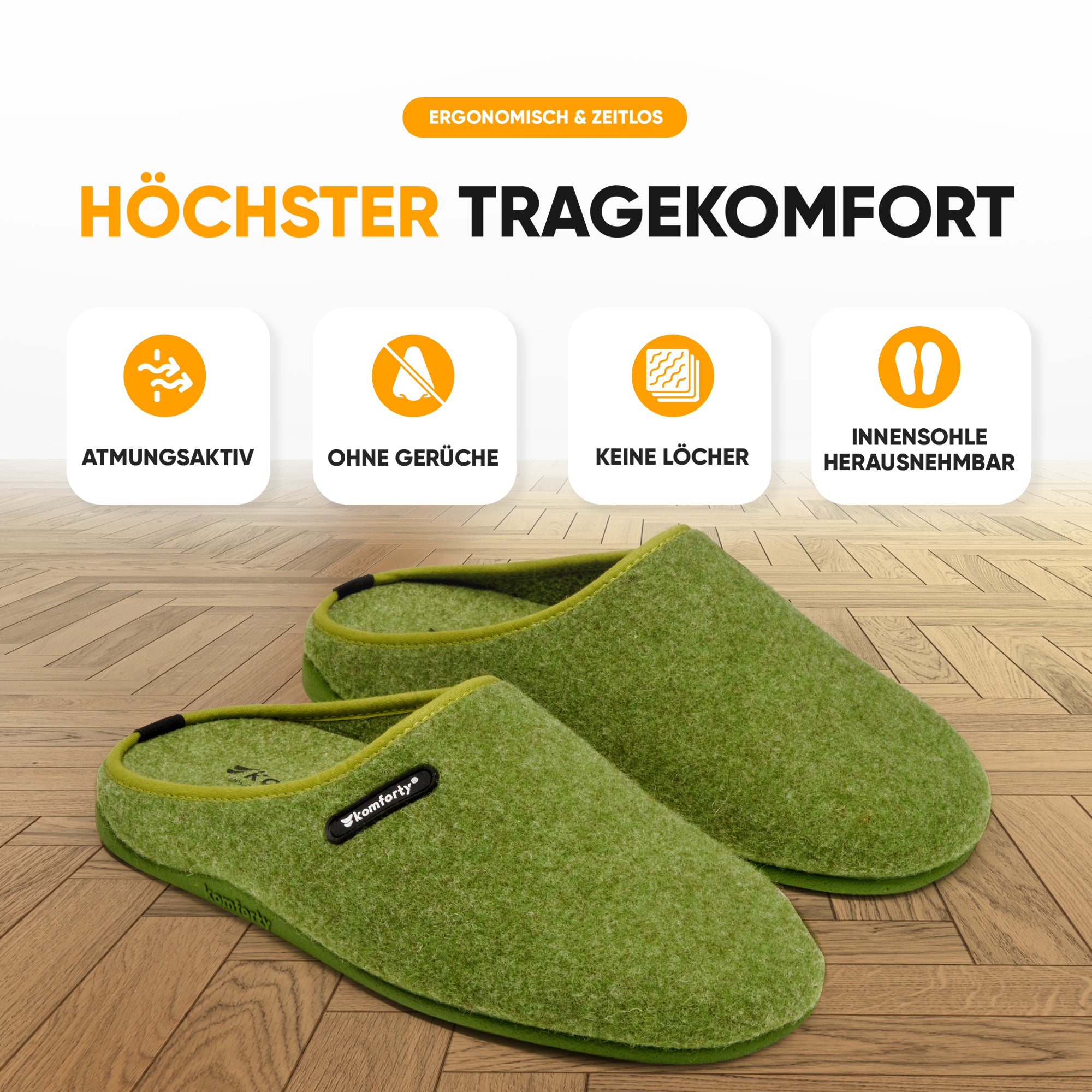 KOMFORTY® Hausschuhe - Warme Füße mit natürlicher Wolle