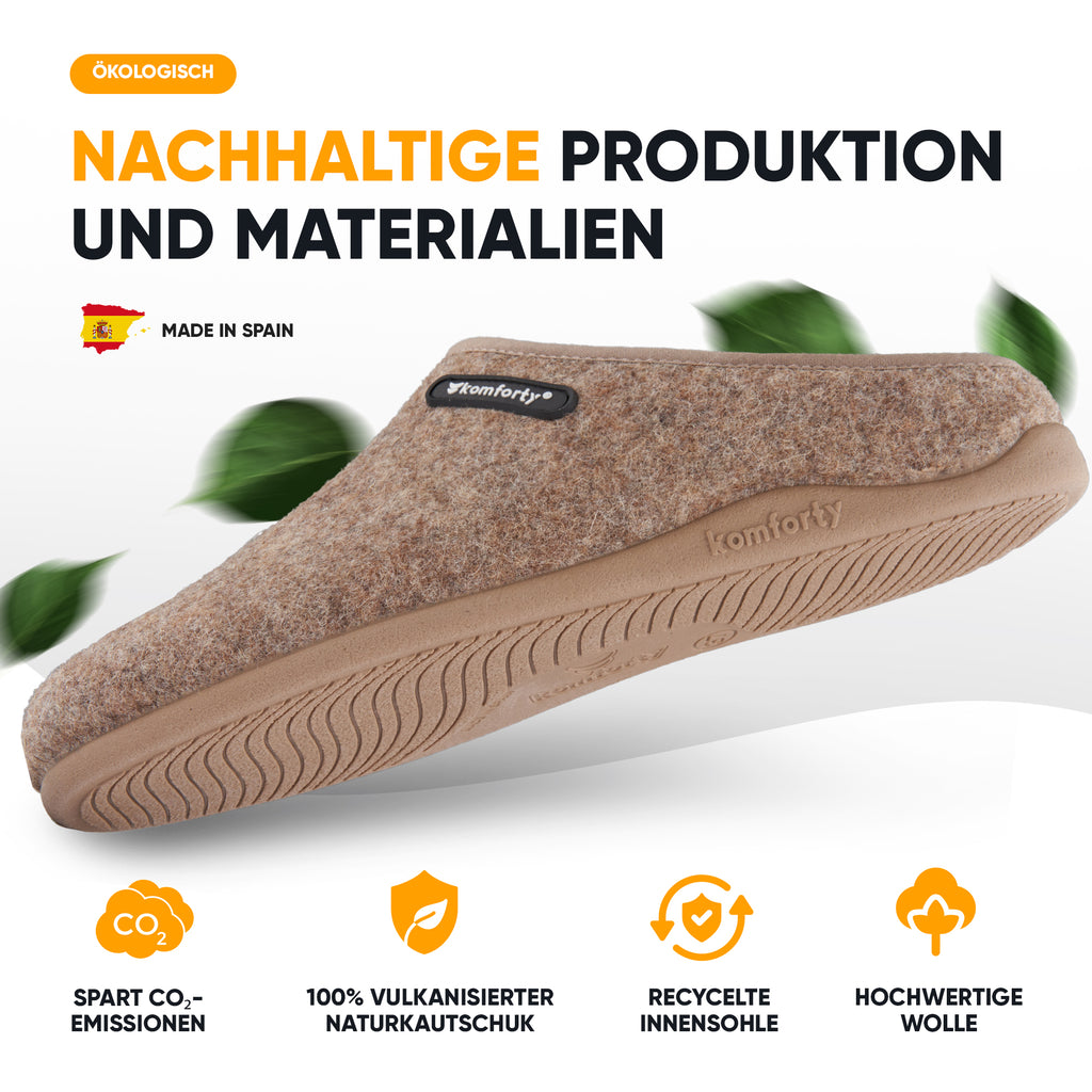 KOMFORTY® Hausschuhe - Warme Füße mit natürlicher Wolle