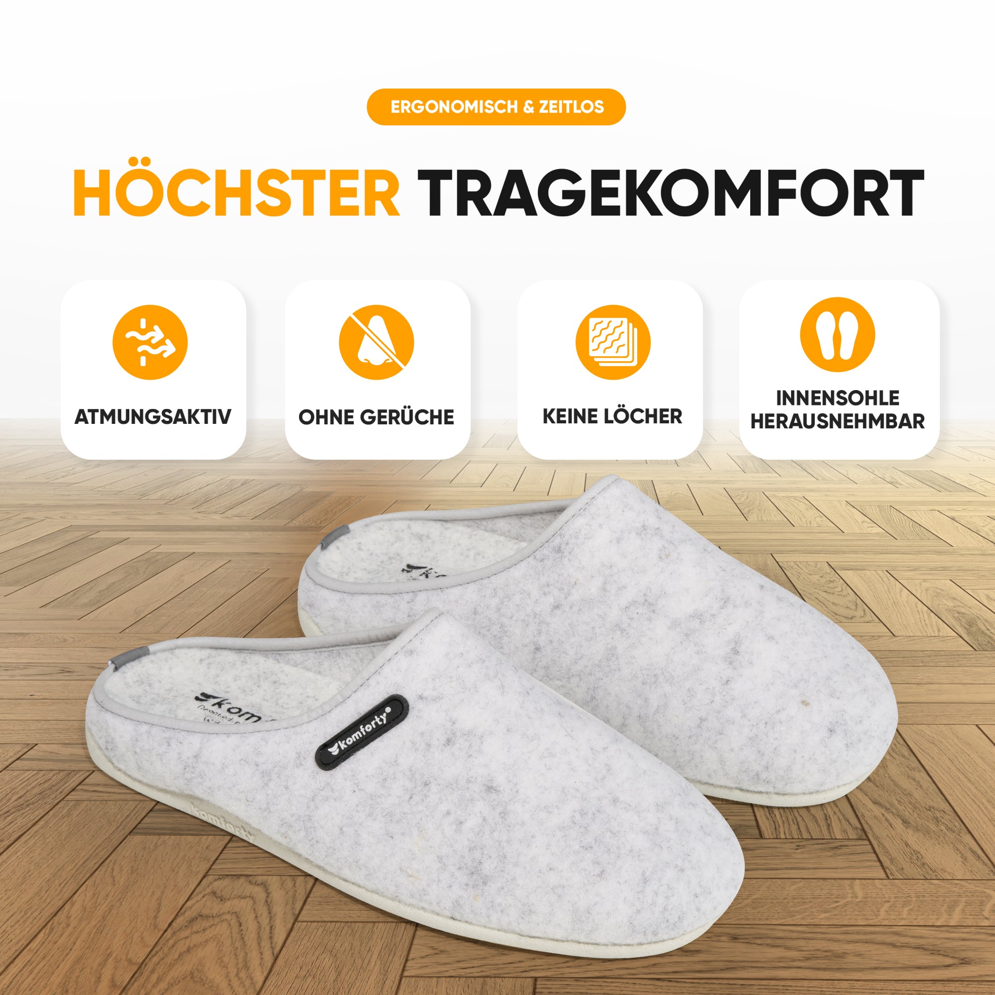 KOMFORTY® Hausschuhe - Warme Füße mit natürlicher Wolle