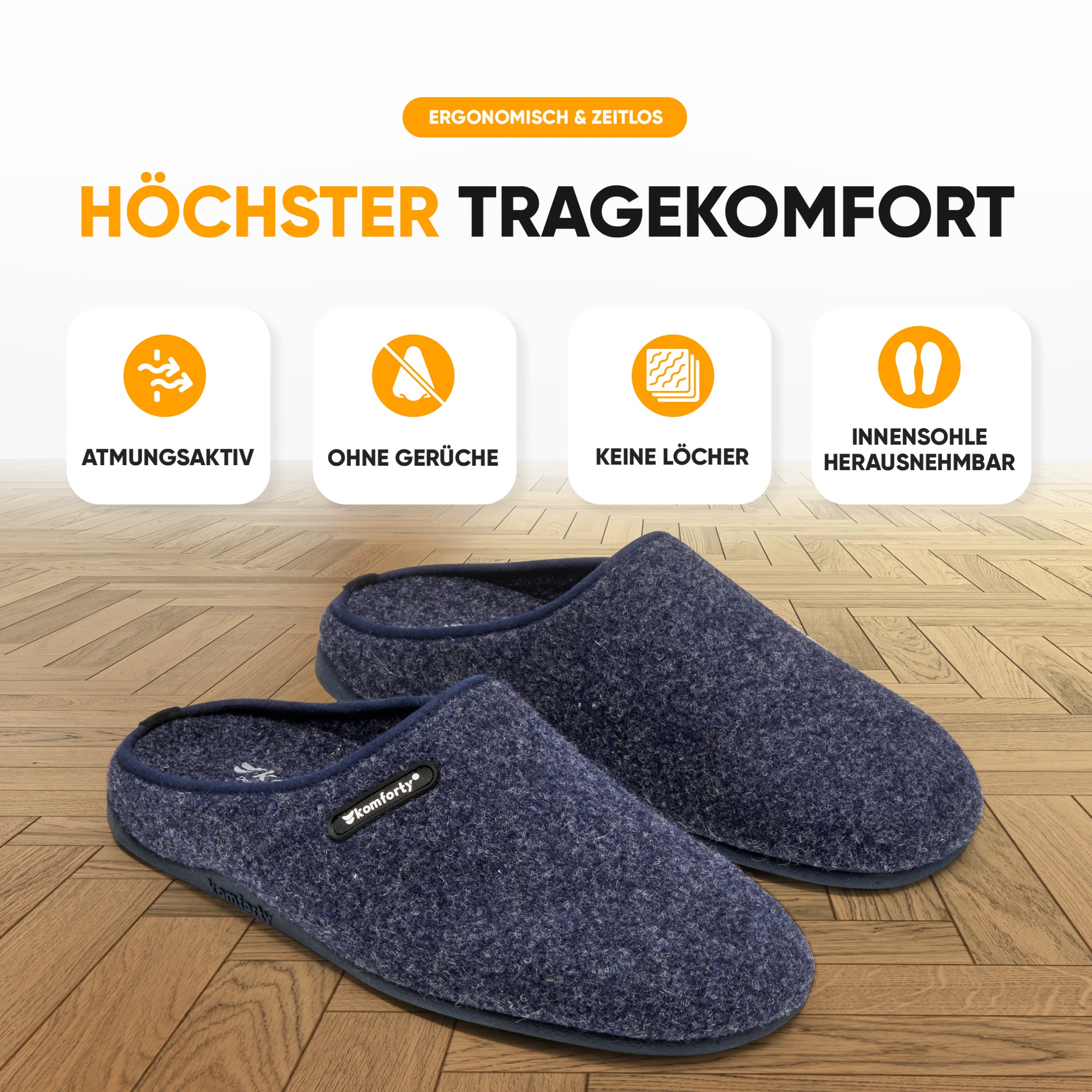 KOMFORTY® Hausschuhe - Warme Füße mit natürlicher Wolle