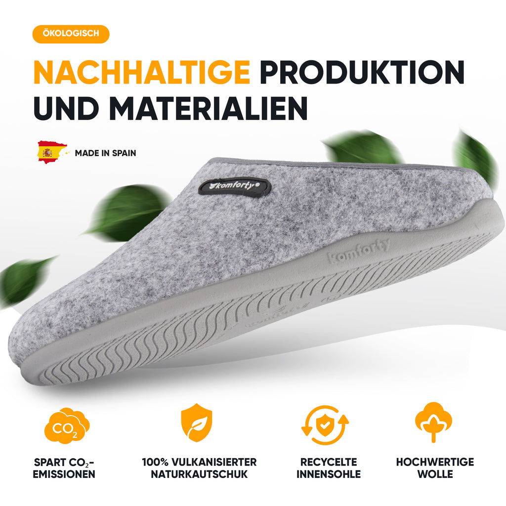 KOMFORTY® Hausschuhe - Warme Füße mit natürlicher Wolle
