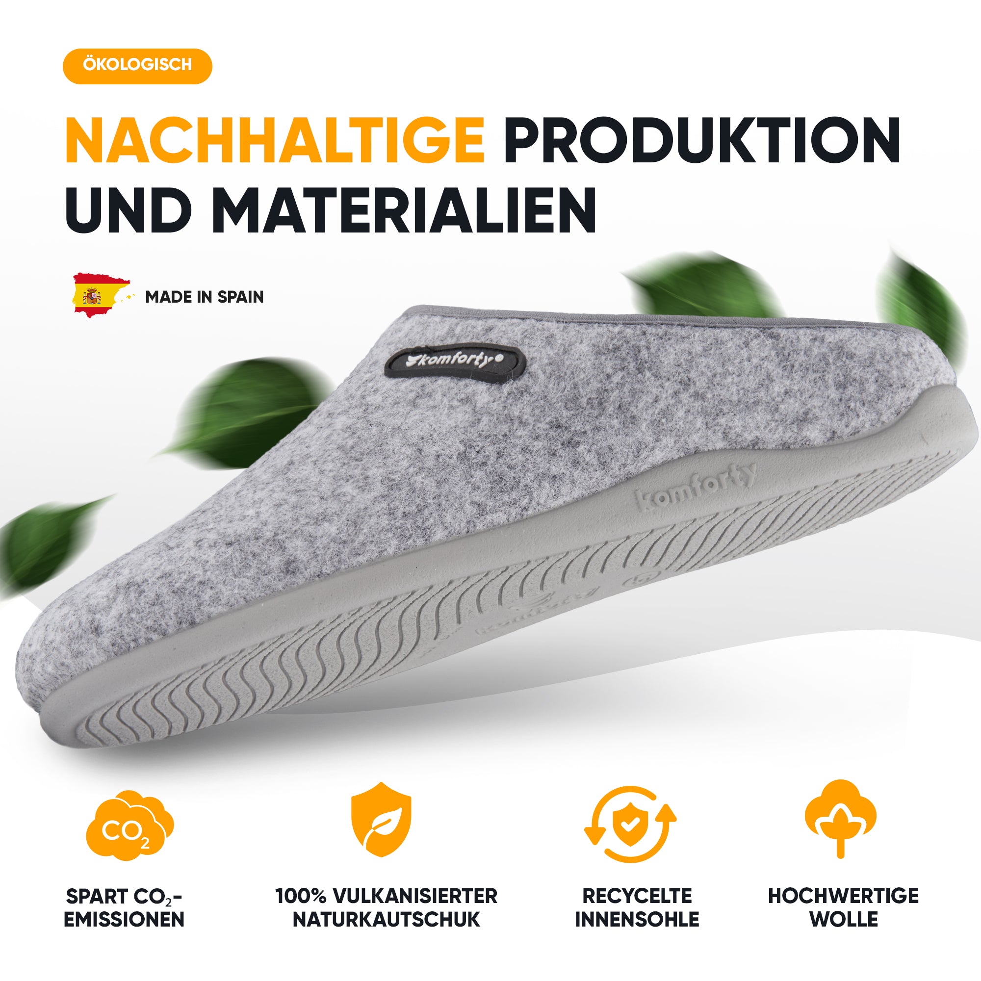 KOMFORTY® Hausschuhe - Warme Füße mit natürlicher Wolle