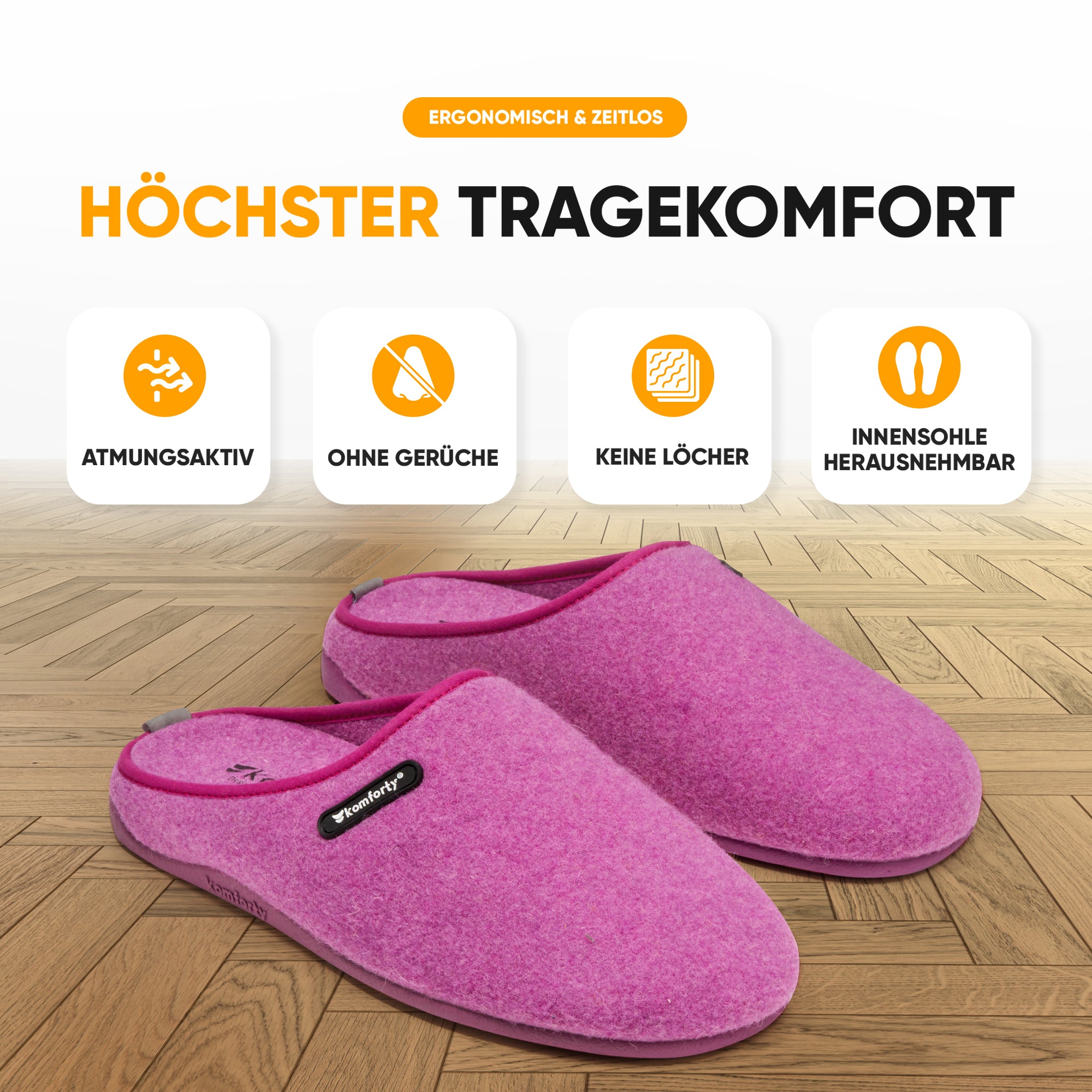 KOMFORTY® Hausschuhe - Warme Füße mit natürlicher Wolle